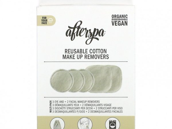 AfterSpa, Многоразовые средства для снятия макияжа из хлопка, набор из 6 предметов