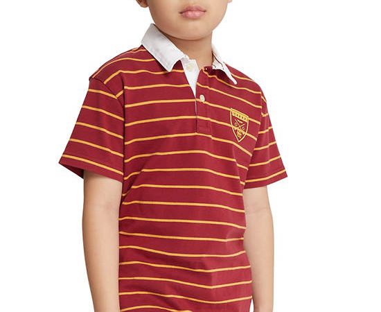 DeFry 01 Boy Polo Shirt Short Sleeves Stripe Printed Red