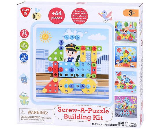 PLAYGO SCREW-A-PUZZLE BUILDING KIT - OVER 64 PCS